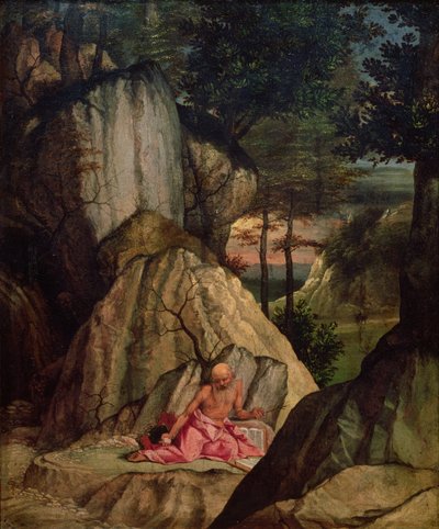 Der heilige Hieronymus meditiert in der Wüste, 1506 von Lorenzo Lotto